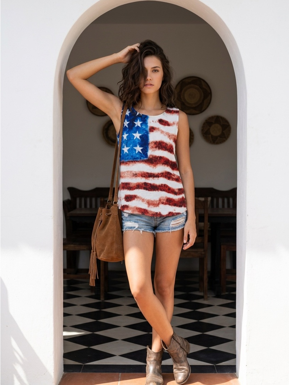 VENUS American Flag Print Tank Top - Red, White & Blue